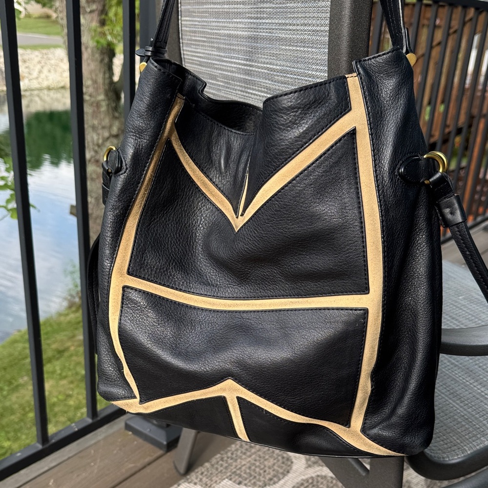 Polo by Ralph Lauren Black and Cream Shoulder Bag